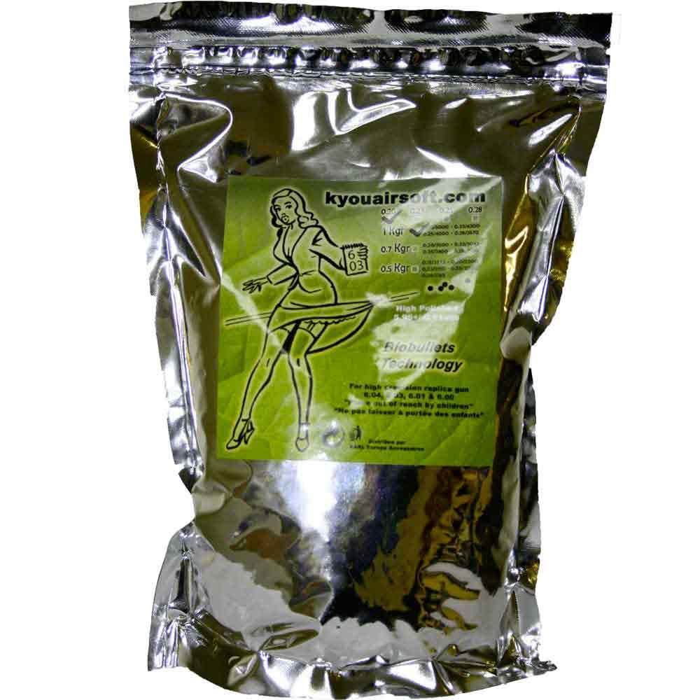 Bille airsoft BIO Dégradable : 0.20g blanche 0.5kgr (2500 bbs)