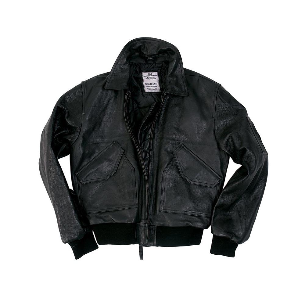 Blouson pilote en cuir noir CWU