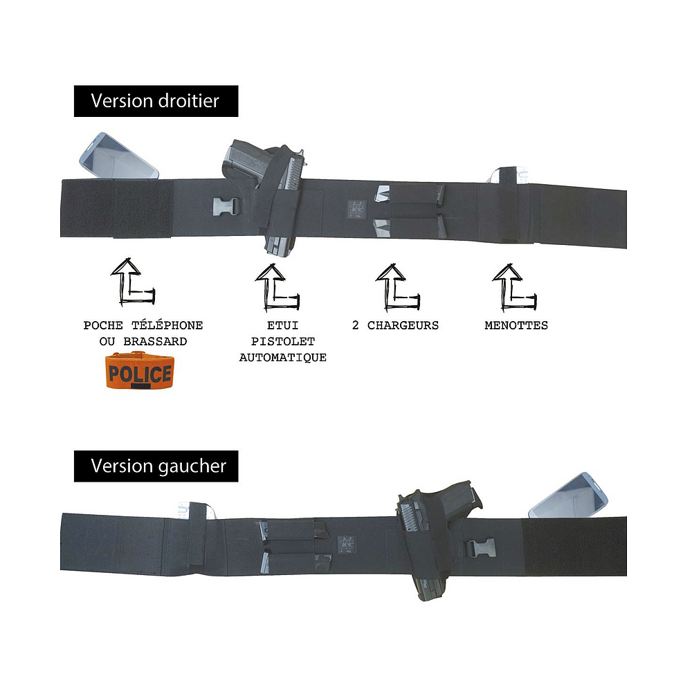 Ceinture Discrète Holster - Noir - Droitier