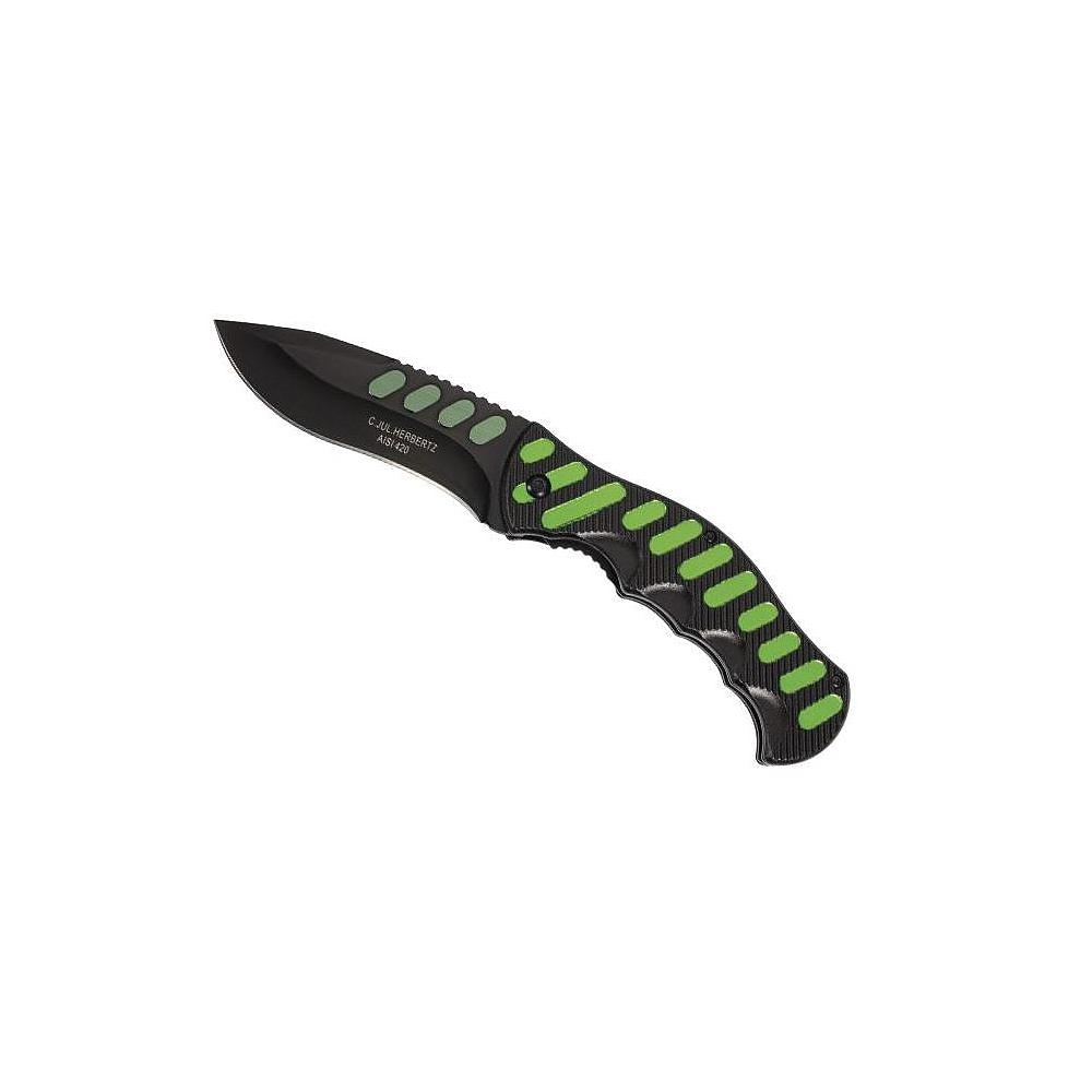 Couteau Herbertz Alu noir/vert - 12.5cm - Inox + CLIP