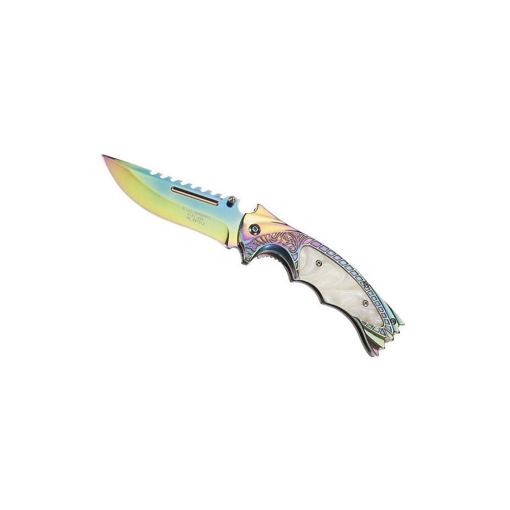 Couteau Herbertz Inox/Acrylique - 12cm - Arc-en-ciel + CLIP