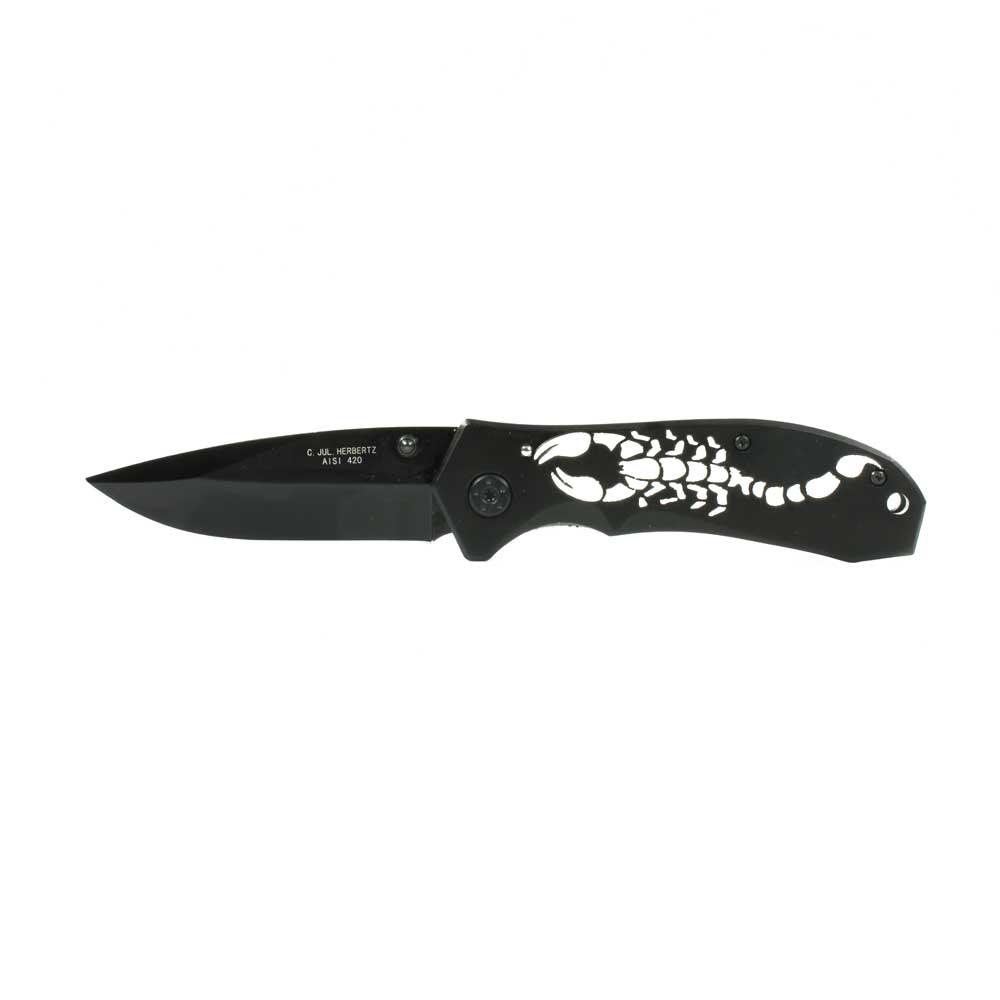 Couteau Herbertz Noir Decor Scorpion 11cm Inox + Clip
