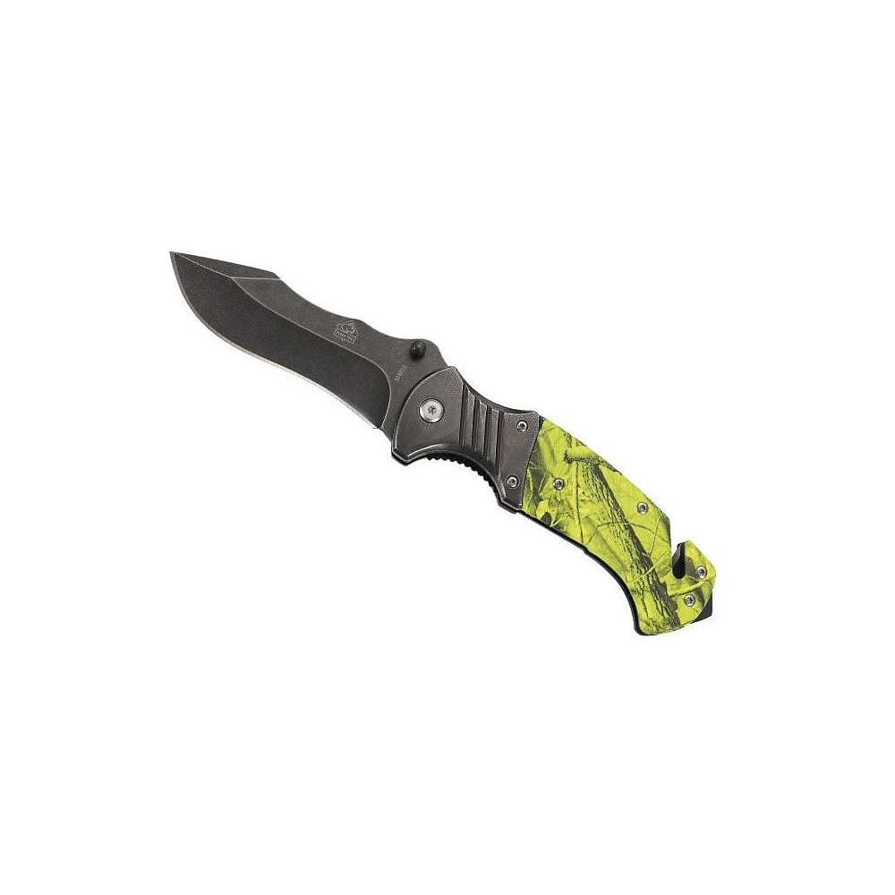 Couteau Puma-TEC camo jaune fluo - 12cm - Inox + CLIP