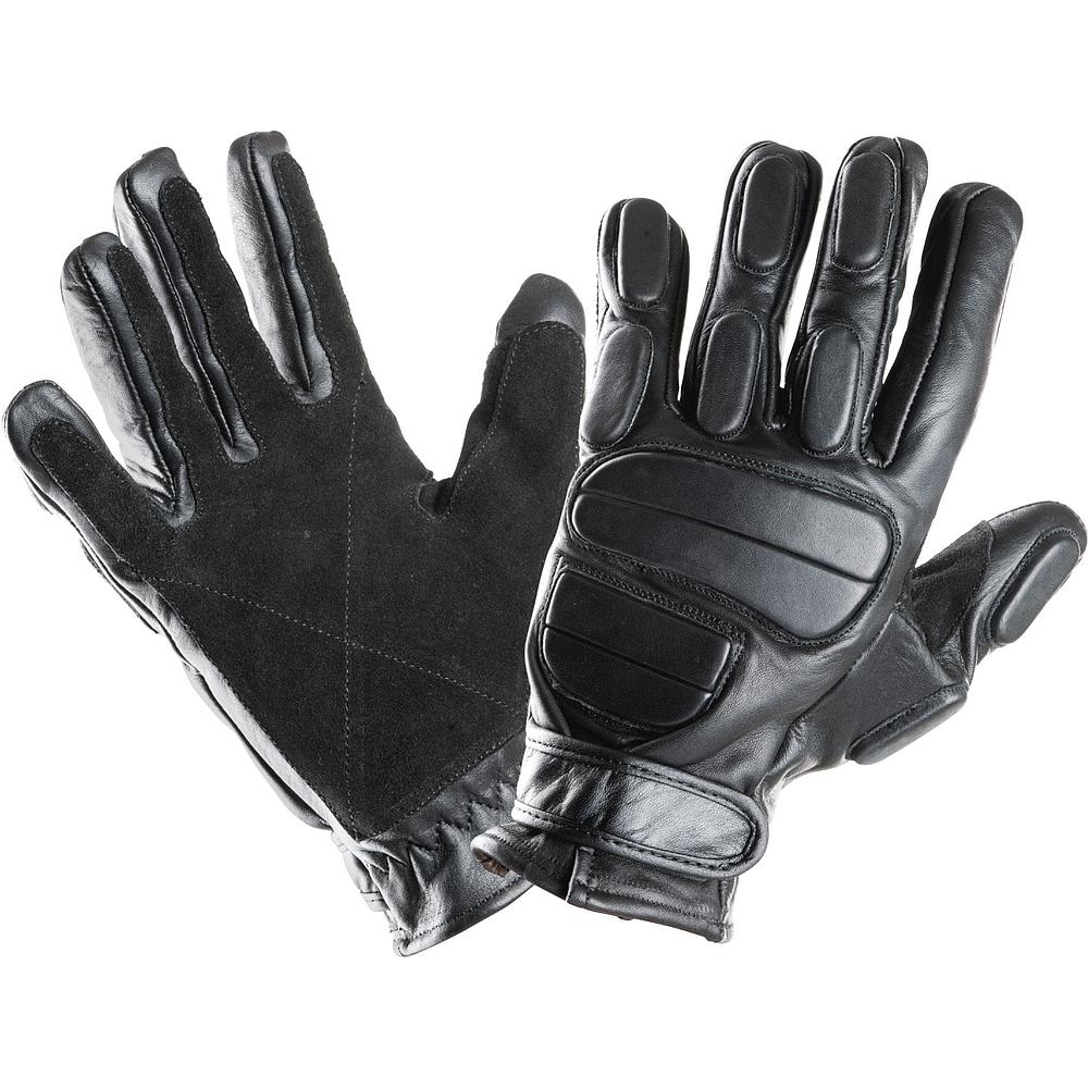 Gants d'intervention cuir Swat avec renforts  - Noir