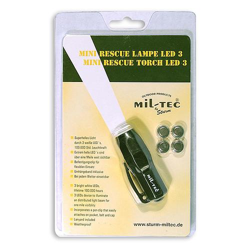 Mini lampe LED survie vert armée - Miltec