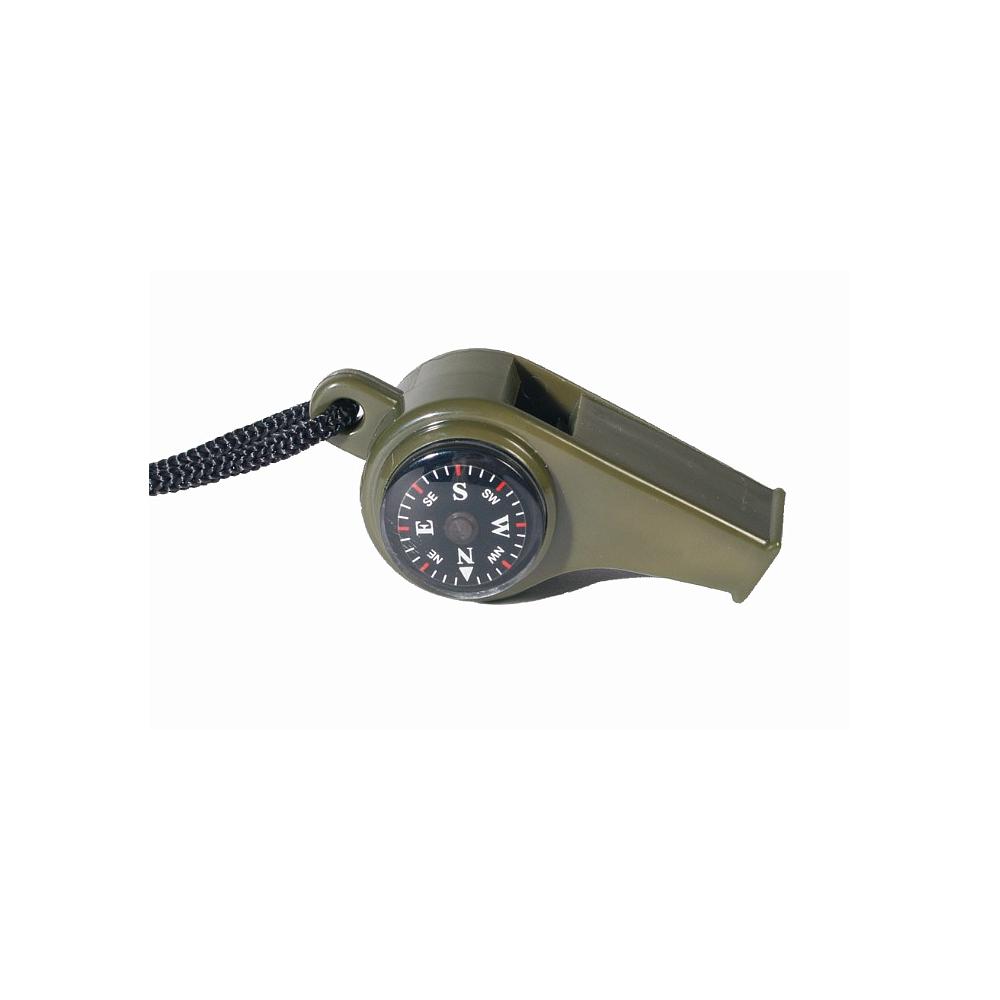 Sifflet Vert avec boussole et thermomètre - Miltec