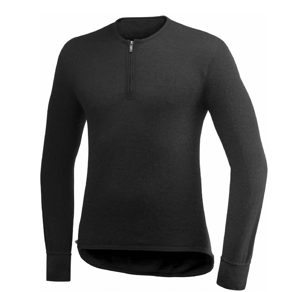 T-shirt manche longue ullfrotté 200 gr woolpower col rond zippé