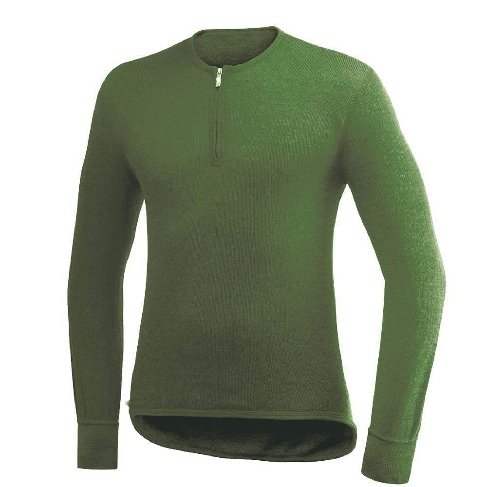 T-shirt manche longue ullfrotté 200 gr woolpower col rond zippé