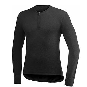 T-shirt manche longue ullfrotté 200 gr woolpower col rond zippé